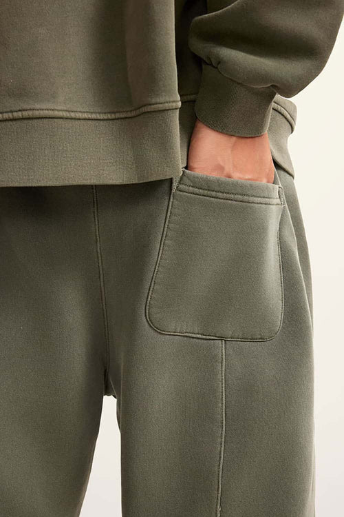 Vintage Washed Fleece Joggers - Grayish Green