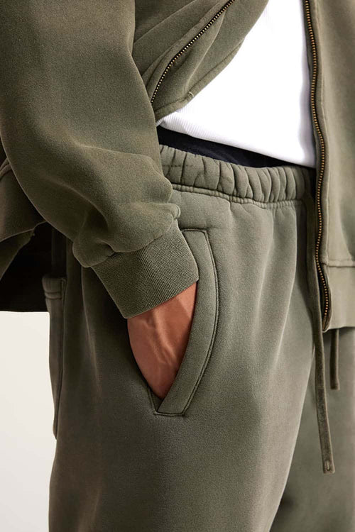 Vintage Washed Fleece Joggers - Grayish Green