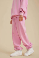 Vintage Washed Fleece Joggers - Rose Pink