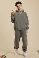 Heavyweight Washed Vintage Fleece Hoodie - Coffee