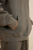Heavyweight Washed Vintage Fleece Hoodie - Coffee