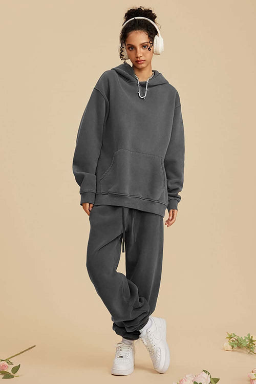 Heavyweight Washed Vintage Fleece Hoodie - Dark Gray