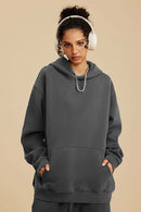 Heavyweight Washed Vintage Fleece Hoodie - Dark Gray
