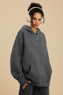Heavyweight Washed Vintage Fleece Hoodie - Dark Gray