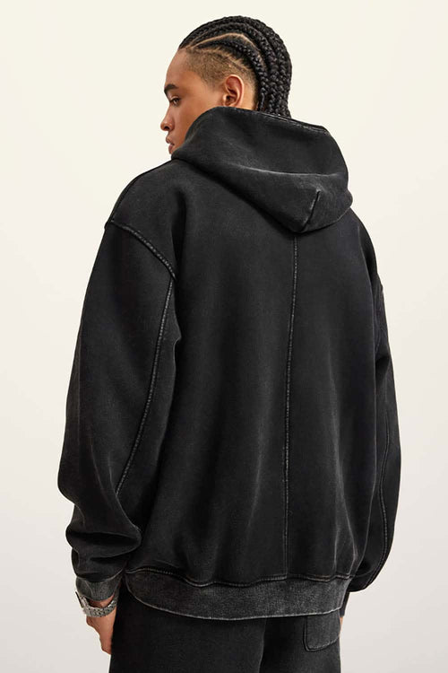 Heavyweight Washed Vintage Fleece Hoodie - Fried Snowflakes