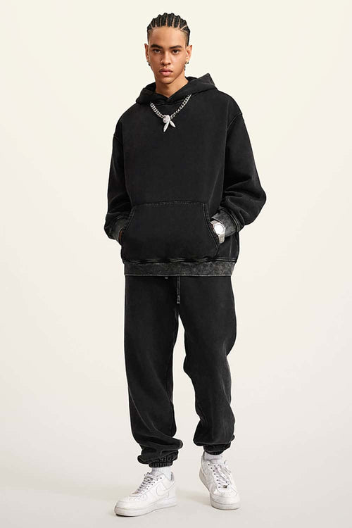 Heavyweight Washed Vintage Fleece Hoodie - Fried Snowflakes