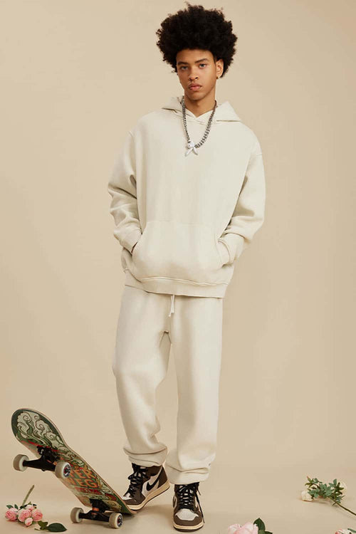 Heavyweight Washed Vintage Fleece Hoodie - Gray Apricot