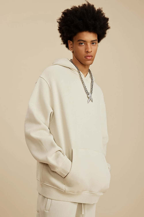 Heavyweight Washed Vintage Fleece Hoodie - Gray Apricot