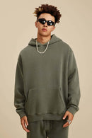 Heavyweight Washed Vintage Fleece Hoodie - Grayish Green