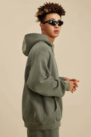 Heavyweight Washed Vintage Fleece Hoodie - Grayish Green