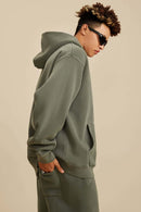 Heavyweight Washed Vintage Fleece Hoodie - Grayish Green