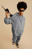 Heavyweight Washed Vintage Fleece Hoodie - Medium Gray