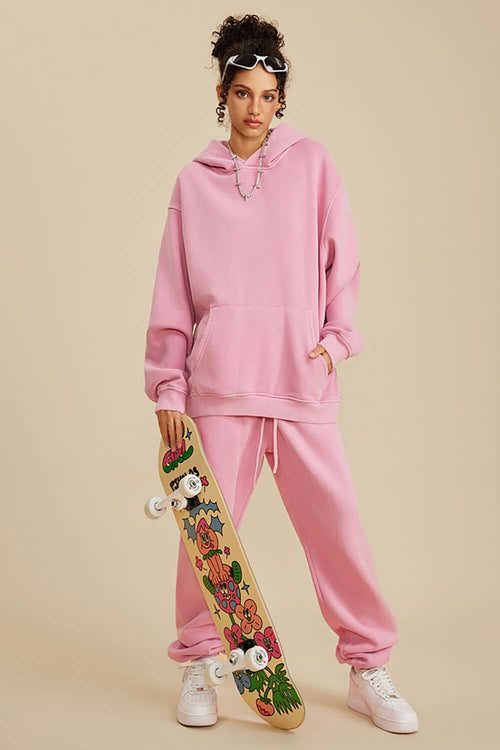 Heavyweight Washed Vintage Fleece Hoodie - Rose Pink