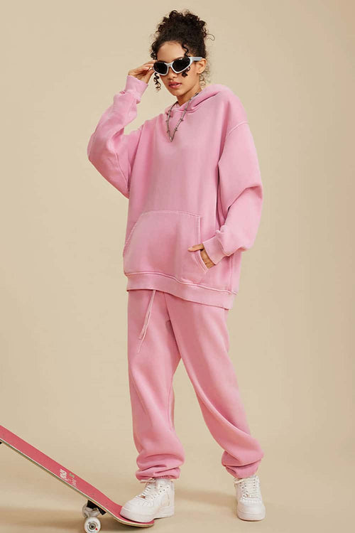 Heavyweight Washed Vintage Fleece Hoodie - Rose Pink