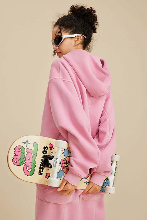 Heavyweight Washed Vintage Fleece Hoodie - Rose Pink