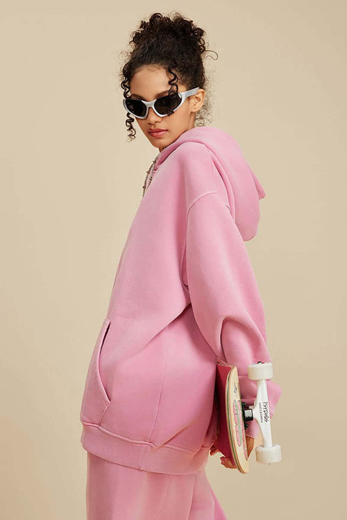 Heavyweight Washed Vintage Fleece Hoodie - Rose Pink