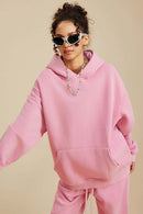 Heavyweight Washed Vintage Fleece Hoodie - Rose Pink
