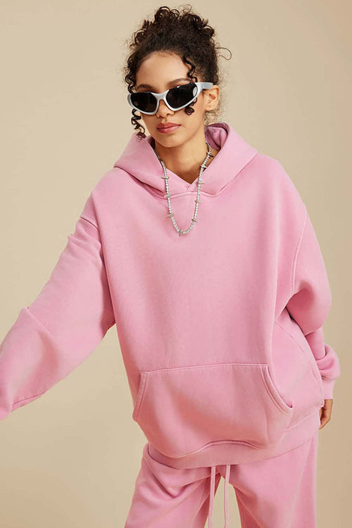 Heavyweight Washed Vintage Fleece Hoodie - Rose Pink