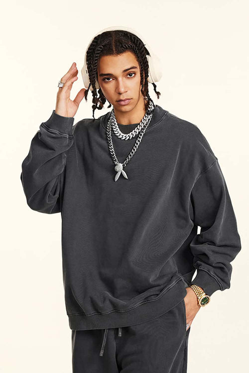 Heavyweight Washed Crewneck Sweatshirt - Dark Gray