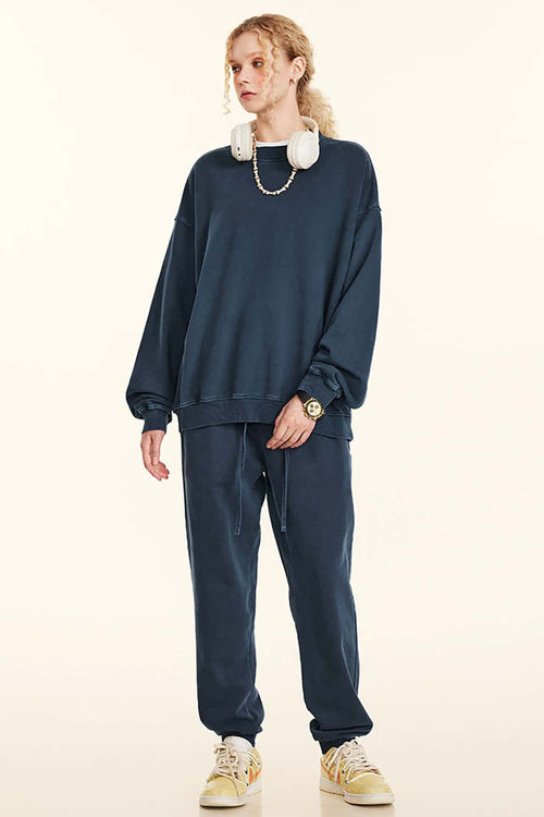 Heavyweight Washed Crewneck Sweatshirt - Grape Purple