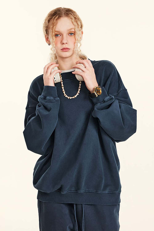 Heavyweight Washed Crewneck Sweatshirt - Grape Purple
