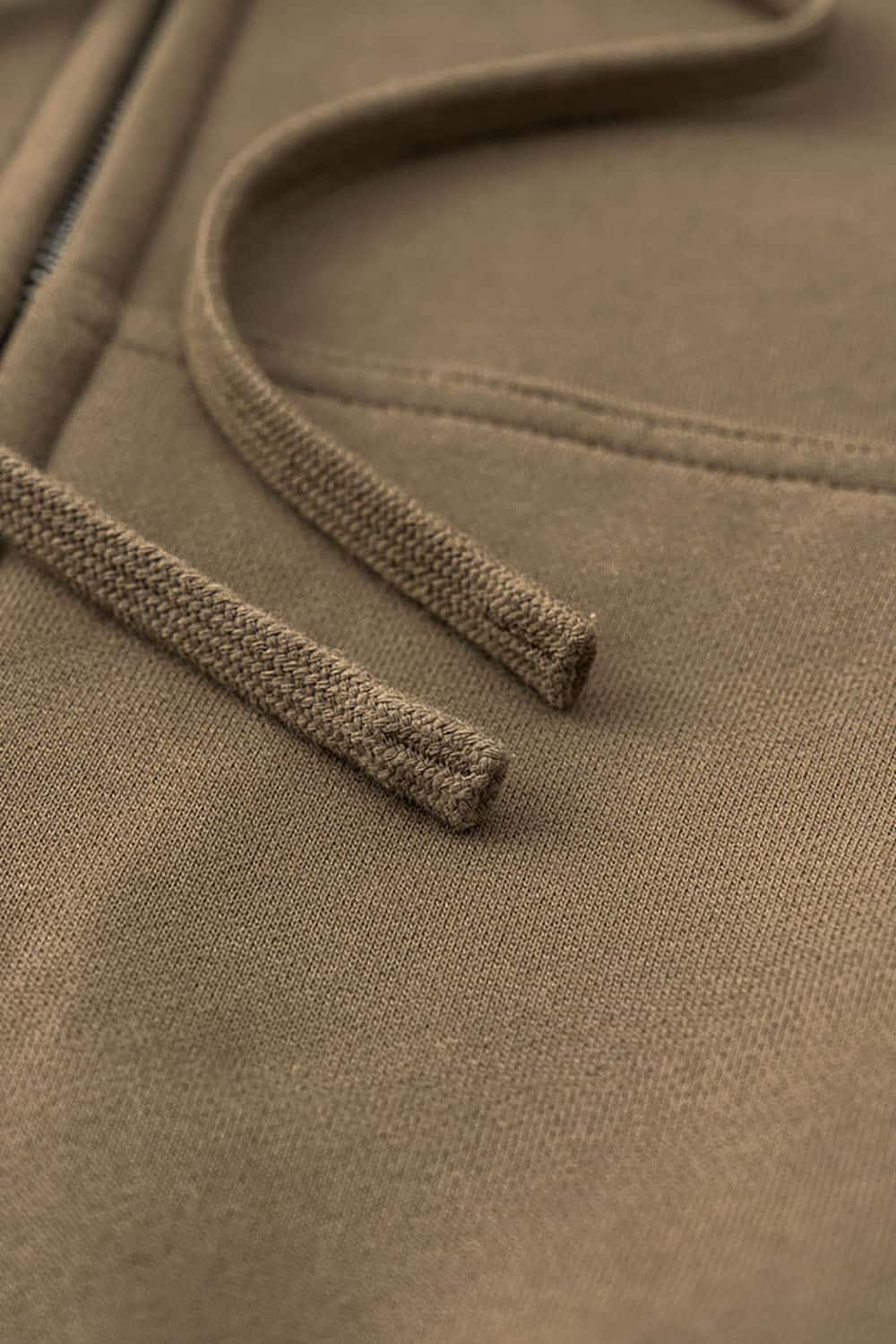 Relaxed Cropped Zip Hoodie - Brown