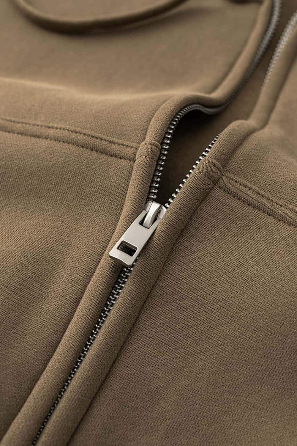 Relaxed Cropped Zip Hoodie - Brown