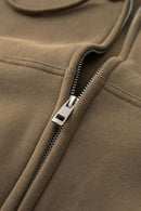 Relaxed Cropped Zip Hoodie - Brown