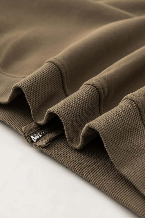 Relaxed Cropped Zip Hoodie - Brown