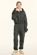Relaxed Cropped Zip Hoodie - Gray Brown