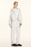 Relaxed Cropped Zip Hoodie - Oat Gray