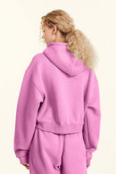 Relaxed Cropped Zip Hoodie - Rose Pink