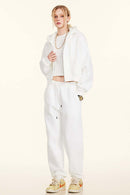 Relaxed Cropped Zip Hoodie - White