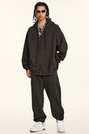Heavyweight French Terry Zip Hoodie - Dark Brown