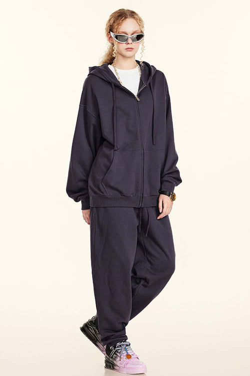 Heavyweight French Terry Zip Hoodie - Plum Purple