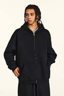 Fleece-Lined Hooded Cardigan - Black