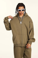 Fleece-Lined Hooded Cardigan - Caramel