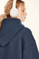 Fleece-Lined Hooded Cardigan - Midnight Blue