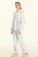 Fleece-Lined Hooded Cardigan - Oat Gray