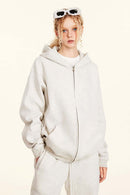 Fleece-Lined Hooded Cardigan - Oat Gray