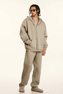 Fleece-Lined Hooded Cardigan - Sandy Dune