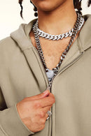 Fleece-Lined Hooded Cardigan - Sandy Dune