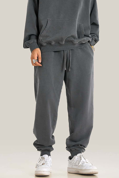 Vintage Wash Relaxed Cuffed Sweatpants - Dark Gray
