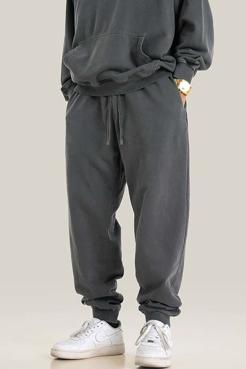 Vintage Wash Relaxed Cuffed Sweatpants - Dark Gray