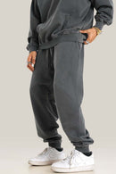 Vintage Wash Relaxed Cuffed Sweatpants - Dark Gray
