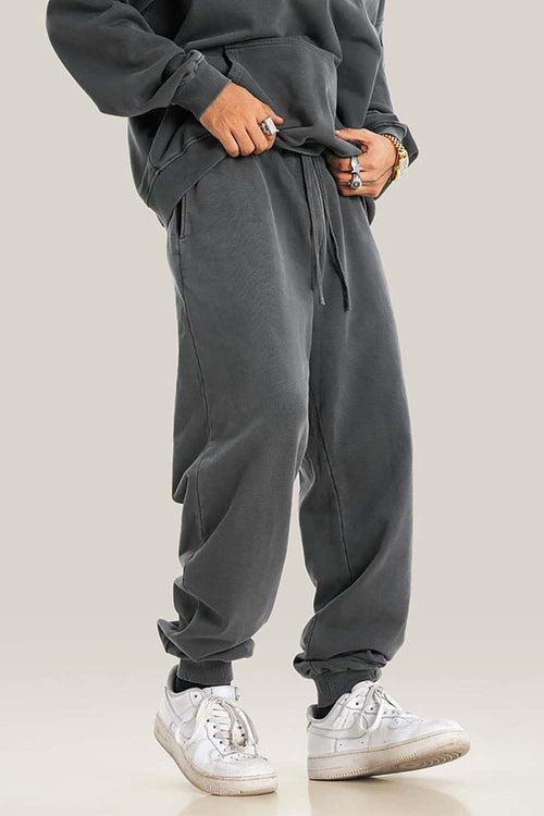 Vintage Wash Relaxed Cuffed Sweatpants - Dark Gray