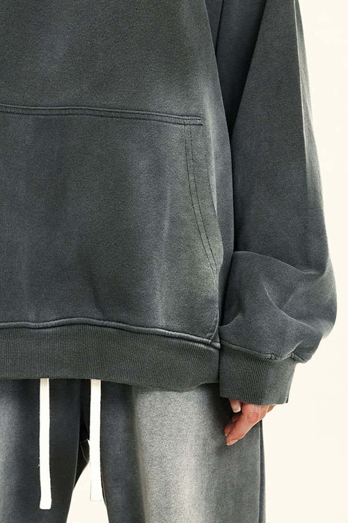 Heavyweight Washed Gradient Hoodie - Dark Gray