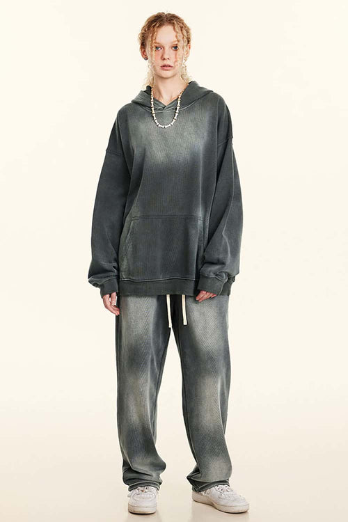 Heavyweight Washed Gradient Hoodie - Dark Gray