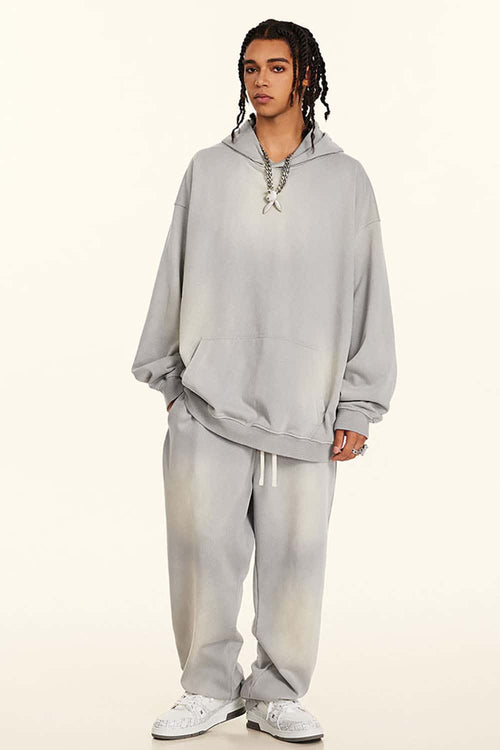 Heavyweight Washed Gradient Hoodie - Light Gray