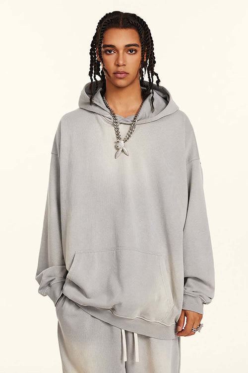 Heavyweight Washed Gradient Hoodie - Light Gray